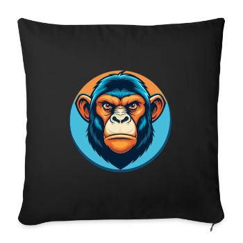 Bonobo Cute Kawaii Cartoon Clipart Animal Pet Logo - Sofa pillowcase 17,3'' x 17,3'' (45 x 45 cm) - black - Front