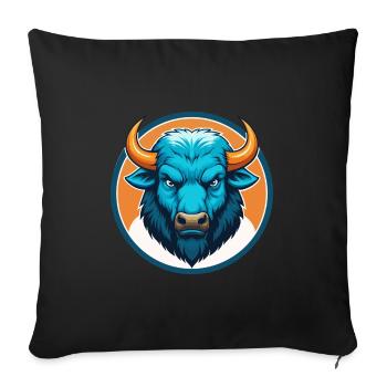 Bison Cute Kawaii Cartoon Clipart Animal Pet Logo - Sofa pillowcase 17,3'' x 17,3'' (45 x 45 cm) - black - Front