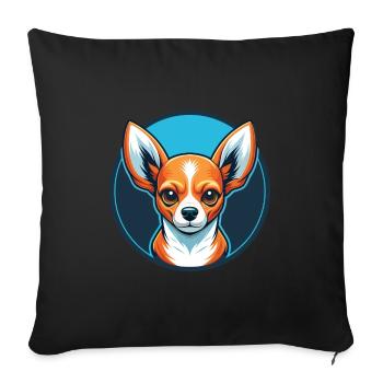 Chihuahua Dog Cute Kawaii Cartoon Animal Pet Logo - Sofa pillowcase 17,3'' x 17,3'' (45 x 45 cm) - black - Front