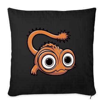 Funny little monster with big eyes - Sofa pillowcase 17,3'' x 17,3'' (45 x 45 cm) - black - Front