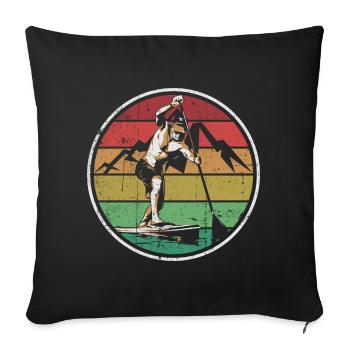 Retro Sunset Wakeboarder Circle - Sofa pillowcase 17,3'' x 17,3'' (45 x 45 cm) - black - Front
