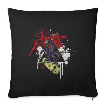Tatouage Crâne de Corbeau Moderne - Housse de coussin décorative 45 x 45 cm - noir - Devant