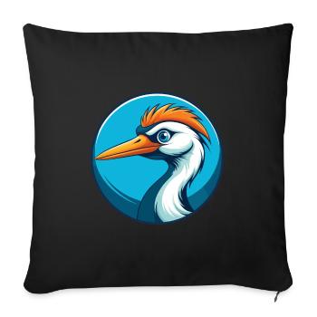 Crane Cute Kawaii Cartoon Clipart Animal Pet Logo - Sofa pillowcase 17,3'' x 17,3'' (45 x 45 cm) - black - Front