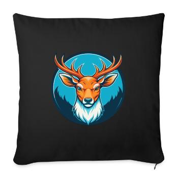 Deer Cute Kawaii Cartoon Clipart Animal Pet Logo - Sofa pillowcase 17,3'' x 17,3'' (45 x 45 cm) - black - Front