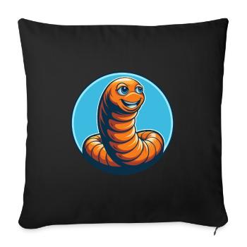 Ver de terre mignon Kawaii dessin animé Animal Animal Logo - Housse de coussin décorative 45 x 45 cm - noir - Devant