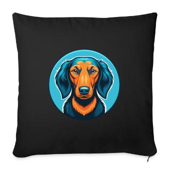 Dachshund Dog Cute Kawaii Cartoon Animal Pet Logo - Sofa pillowcase 17,3'' x 17,3'' (45 x 45 cm) - black - Front