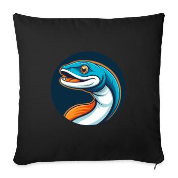 Eel Cute Kawaii Cartoon Clipart Animal Pet Logo - Sofa pillowcase 17,3'' x 17,3'' (45 x 45 cm) - black - Front