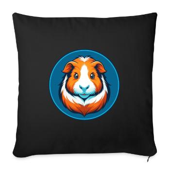 cochon d’Inde mignon Kawaii dessin animé animal animal logo - Housse de coussin décorative 45 x 45 cm - noir - Devant