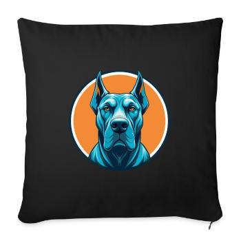 Dogue Allemand Chien Mignon Kawaii Dessin Animé Animal Animal Logo De Compagnie - Housse de coussin décorative 45 x 45 cm - noir - Devant