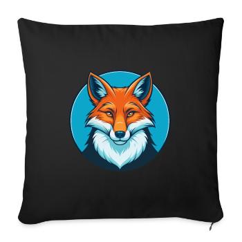 Fuchs süße Kawaii Cartoon Clipart Tier Haustier Logo - Sofakissenbezug 45 x 45 cm - Schwarz - Vorne
