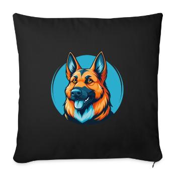 German Shepherd Dog Cute Kawaii Cartoon Pet Logo - Sofa pillowcase 17,3'' x 17,3'' (45 x 45 cm) - black - Front