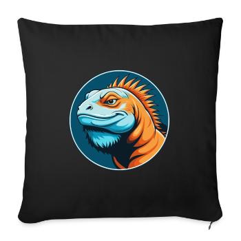 Iguana Cute Kawaii Cartoon Clipart Animal Pet Logo - Sofa pillowcase 17,3'' x 17,3'' (45 x 45 cm) - black - Front
