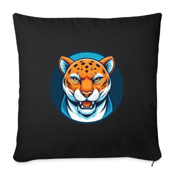 Jaguar Cute Kawaii Cartoon Clipart Animal Pet Logo - Sofa pillowcase 17,3'' x 17,3'' (45 x 45 cm) - black - Front