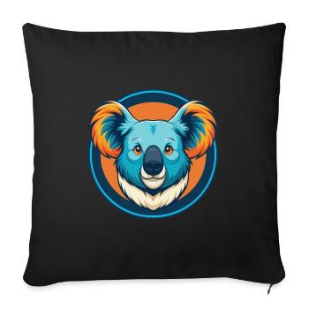 Koala mignon kawaii dessin animé clipart animal animal logo - Housse de coussin décorative 45 x 45 cm - noir - Devant