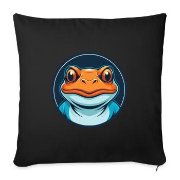 Frog Cute Kawaii Cartoon Clipart Animal Pet Logo - Sofa pillowcase 17,3'' x 17,3'' (45 x 45 cm) - black - Front
