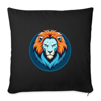 Lion mignon Kawaii dessin animé Clipart Animal Pet Logo - Housse de coussin décorative 45 x 45 cm - noir - Devant