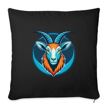 Ibex Cute Kawaii Cartoon Clipart Animal Pet Logo - Sofa pillowcase 17,3'' x 17,3'' (45 x 45 cm) - black - Front