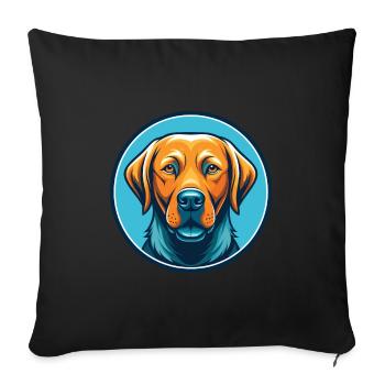 Labrador retriever chien Kawaii dessin animé logo pour animaux de compagnie - Housse de coussin décorative 45 x 45 cm - noir - Devant