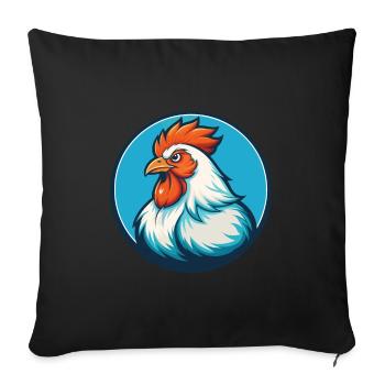 Poule mignon kawaii dessin animé Clipart Animal Pet Logo - Housse de coussin décorative 45 x 45 cm - noir - Devant