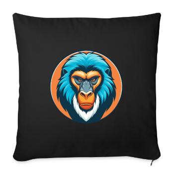 Mandrill Cute Kawaii Cartoon Animal Pet Logo - Sofa pillowcase 17,3'' x 17,3'' (45 x 45 cm) - black - Front