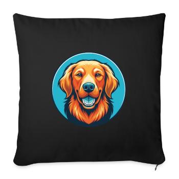 Golden Retriever Dog Cute Kawaii Cartoon Pet Logo - Sofa pillowcase 17,3'' x 17,3'' (45 x 45 cm) - black - Front