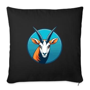 Oryx mignon kawaii dessin animé clipart animal de compagnie logo - Housse de coussin décorative 45 x 45 cm - noir - Devant
