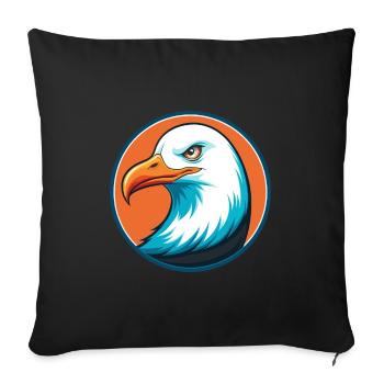 Seagull Cute Funny Kawaii Cartoon Animal Pet Logo - Sofa pillowcase 17,3'' x 17,3'' (45 x 45 cm) - black - Front