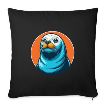 Seal Cute Kawaii Cartoon Clipart Animal Pet Logo - Sofa pillowcase 17,3'' x 17,3'' (45 x 45 cm) - black - Front