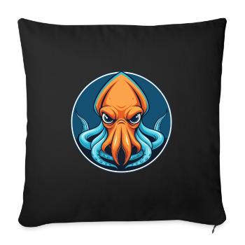 calmar mignon kawaii dessin animé clipart animal de compagnie logo - Housse de coussin décorative 45 x 45 cm - noir - Devant