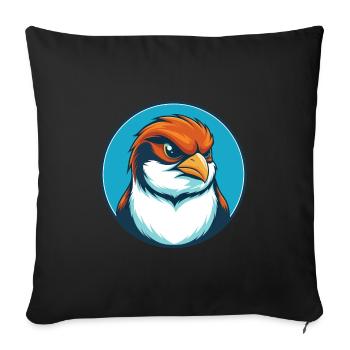 Sparrow Cute Funny Kawaii Cartoon Animal Pet Logo - Sofa pillowcase 17,3'' x 17,3'' (45 x 45 cm) - black - Front