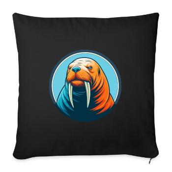 Walrus Cute Kawaii Cartoon Clipart Animal Pet Logo - Sofa pillowcase 17,3'' x 17,3'' (45 x 45 cm) - black - Front