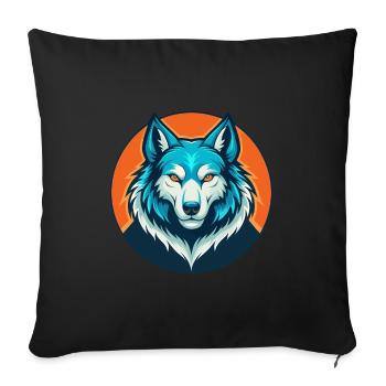 Wolf Cute Kawaii Cartoon Clipart Animal Pet Logo - Sofa pillowcase 17,3'' x 17,3'' (45 x 45 cm) - black - Front