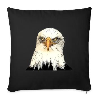 Eagle head illustration with intense look - Sofa pillowcase 17,3'' x 17,3'' (45 x 45 cm) - black - Front