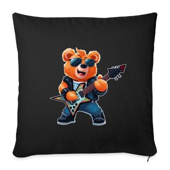 Heavy Metal Teddy Bear Guitariste - Housse de coussin décorative 45 x 45 cm - noir - Devant