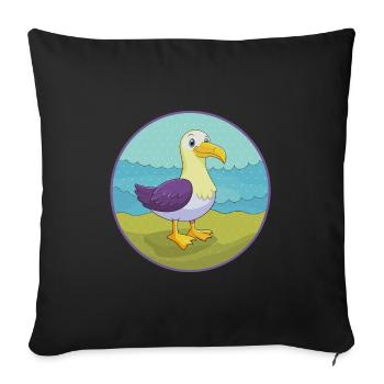 Albatross Cute Kawaii Cartoon Clipart Animal Pet - Sofa pillowcase 17,3'' x 17,3'' (45 x 45 cm) - black - Front
