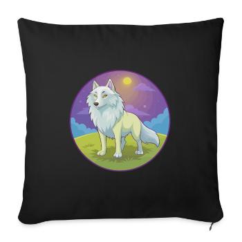 Arctic Wolf Cute Kawaii Cartoon Clipart Animal Pet - Sofa pillowcase 17,3'' x 17,3'' (45 x 45 cm) - black - Front