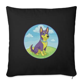 Australian Kelpie Dog Cute Kawaii Cartoon Animal - Sofa pillowcase 17,3'' x 17,3'' (45 x 45 cm) - black - Front