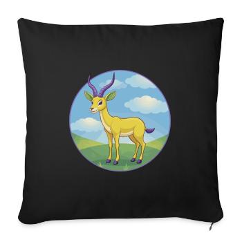Antelope Cute Kawaii Cartoon Clipart Animal Pet - Sofa pillowcase 17,3'' x 17,3'' (45 x 45 cm) - black - Front
