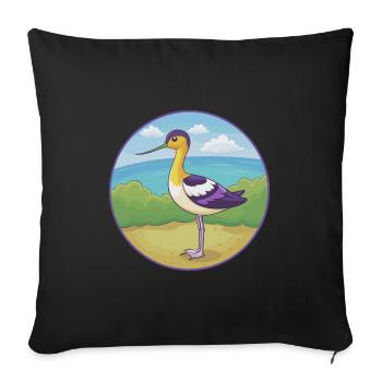 Avocet Cute Kawaii Cartoon Clipart Animal Pet - Sofa pillowcase 17,3'' x 17,3'' (45 x 45 cm) - black - Front