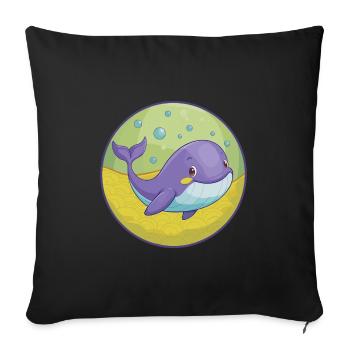 Blue whale Cute Kawaii Cartoon Clipart Animal Pet - Sofa pillowcase 17,3'' x 17,3'' (45 x 45 cm) - black - Front