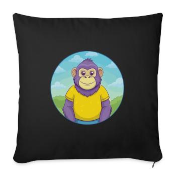 Bonobo Cute Kawaii Cartoon Clipart Animal Pet - Sofa pillowcase 17,3'' x 17,3'' (45 x 45 cm) - black - Front