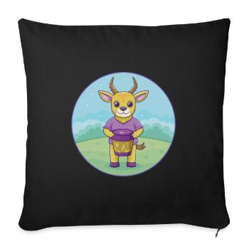Bongo mignon kawaii dessin animé clipart animal de compagnie - Housse de coussin décorative 45 x 45 cm - noir - Devant