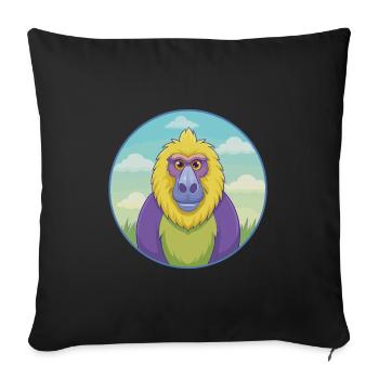 Babouin mignon Kawaii dessin animé Clipart Animal de compagnie - Housse de coussin décorative 45 x 45 cm - noir - Devant