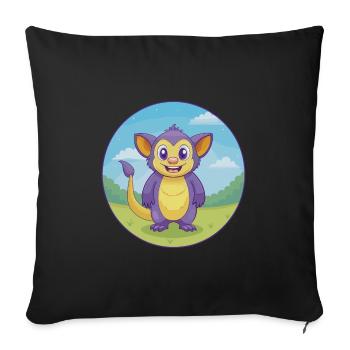 Aye Aye Cute Kawaii Cartoon Clipart Animal Pet - Sofa pillowcase 17,3'' x 17,3'' (45 x 45 cm) - black - Front