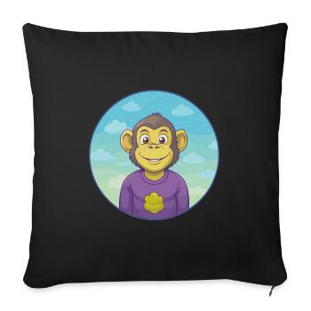 Monkey Cute Kawaii Cartoon Clipart Animal Pet - Sofa pillowcase 17,3'' x 17,3'' (45 x 45 cm) - black - Front