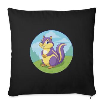 Chipmunk Cute Kawaii Cartoon Clipart Animal Pet - Sofa pillowcase 17,3'' x 17,3'' (45 x 45 cm) - black - Front