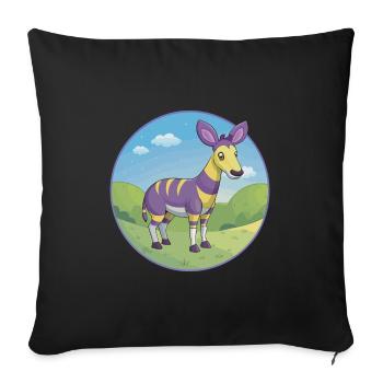 Okapi Cute Kawaii Cartoon Clipart Animal Pet - Sofa pillowcase 17,3'' x 17,3'' (45 x 45 cm) - black - Front