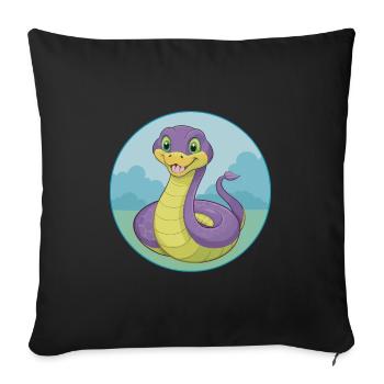 Cobra Cute Kawaii Cartoon Clipart Animal Pet - Sofa pillowcase 17,3'' x 17,3'' (45 x 45 cm) - black - Front