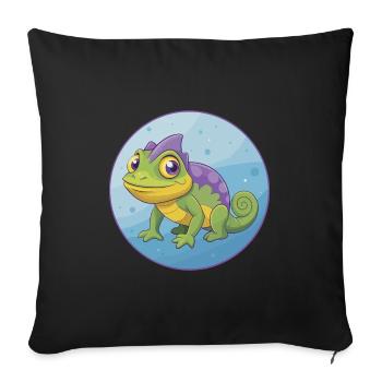 Chameleon Cute Kawaii Cartoon Clipart Animal Pet - Sofa pillowcase 17,3'' x 17,3'' (45 x 45 cm) - black - Front