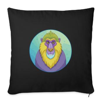 Mandrill Cute Kawaii Cartoon Clipart Animal Pet - Sofa pillowcase 17,3'' x 17,3'' (45 x 45 cm) - black - Front